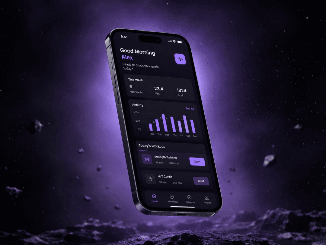 Hone app on iPhone in cinematic scene